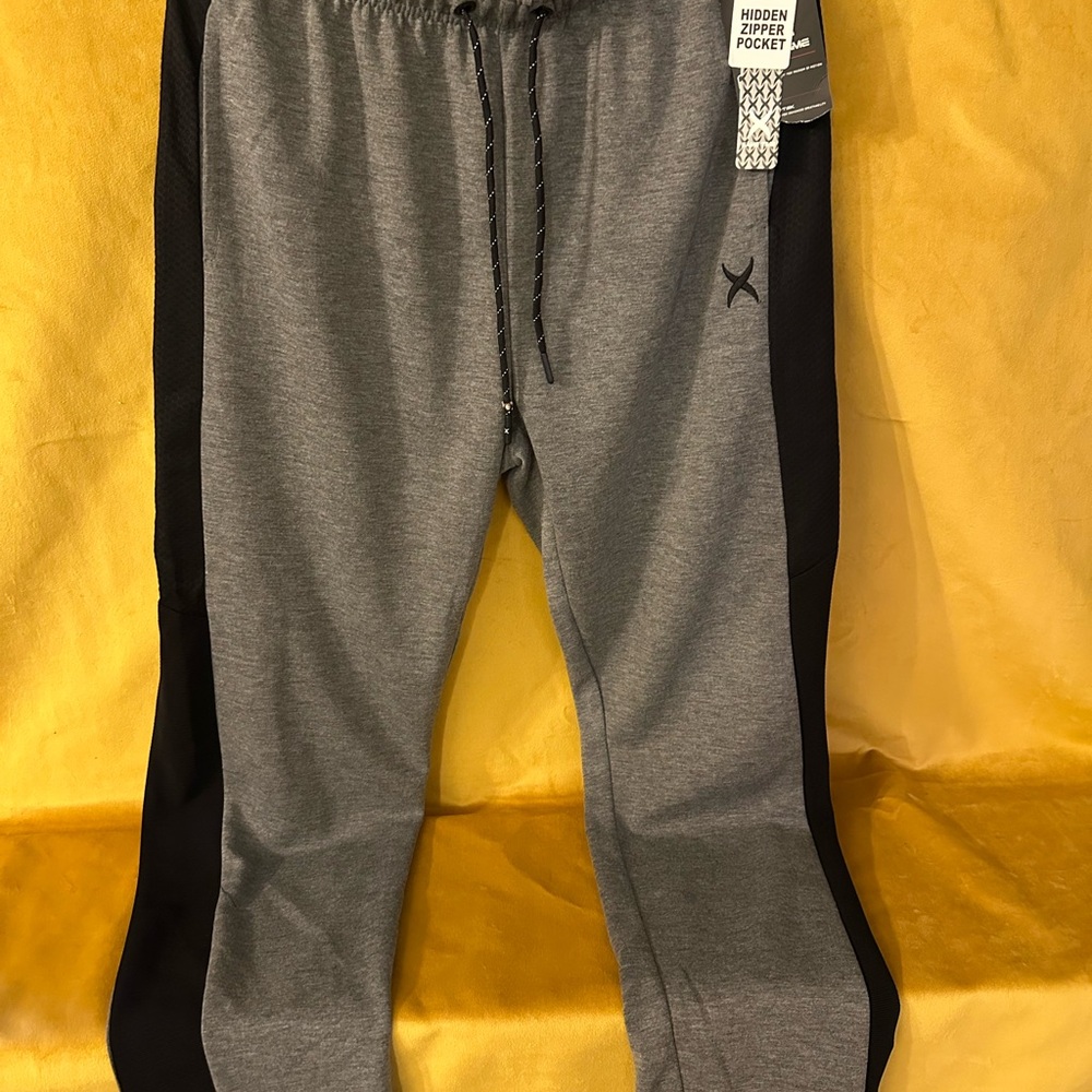 Black and Gray Athletic Sweatpants with Elastic Cuffs